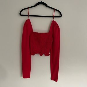 NWT Topshop red cropped long sleeve top. Super cute & flattering!